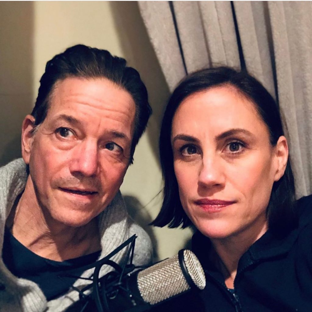 Frank Whaley with his wife Heather Bucha Whaley, promoting their podcast