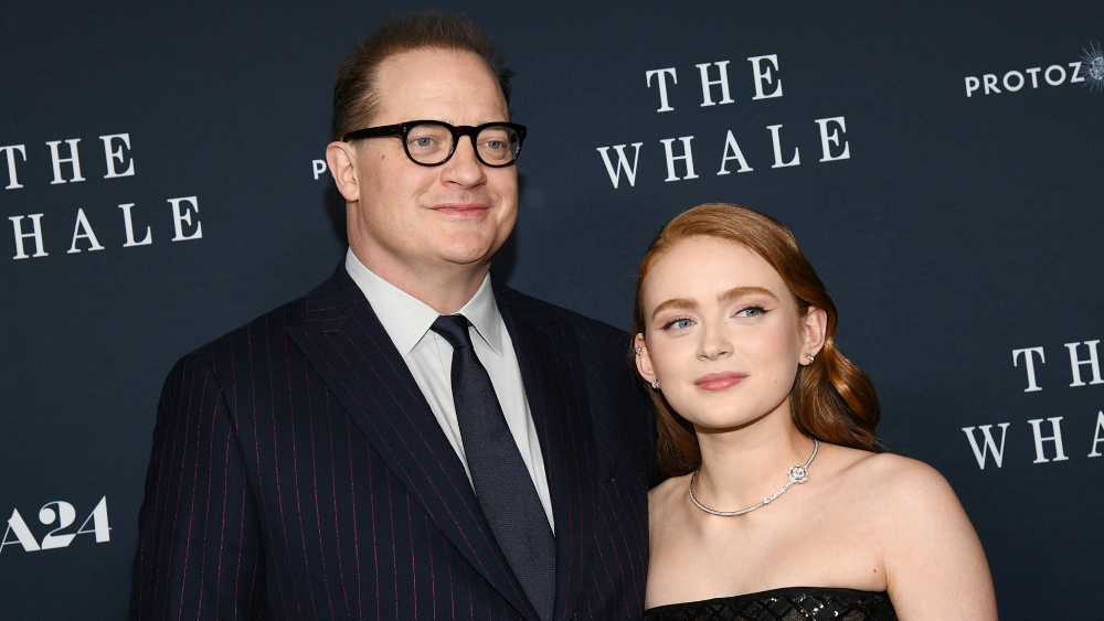 Sadie Sink with her costar Brendan Fraser from 'The Whale'