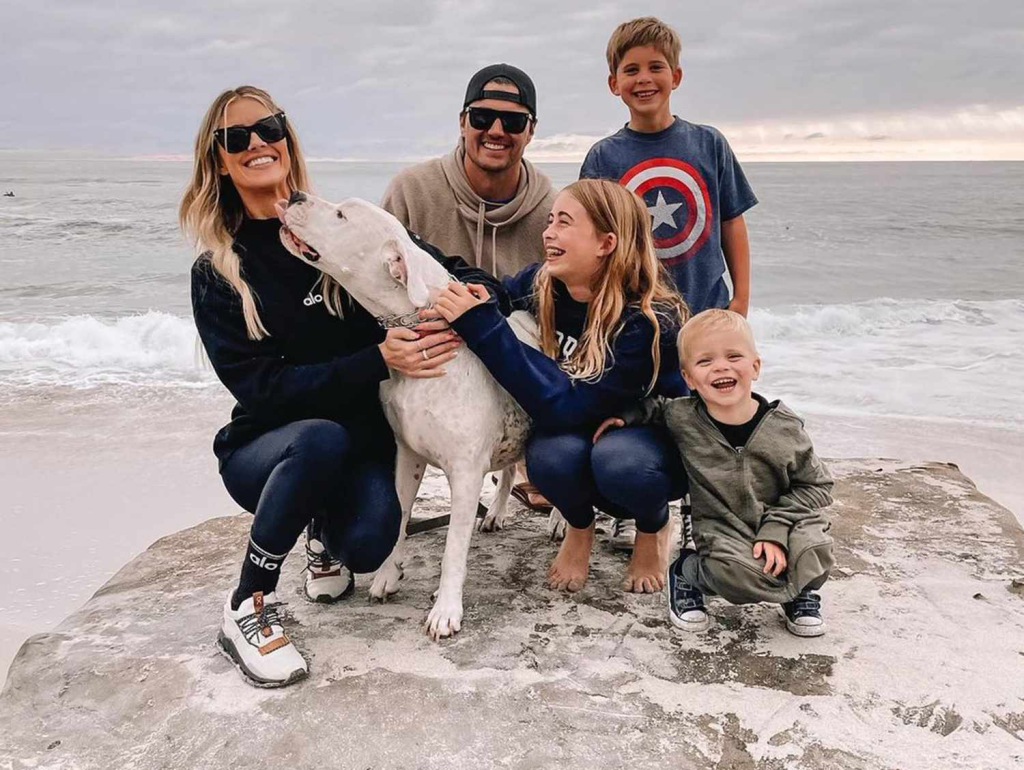 Christina and Josh Hall with their three kids