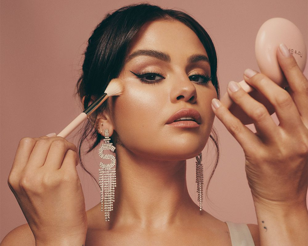 Selena Gomez promoting her brand 'Rare Beauty'