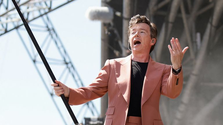 Rick Astley performing for the very first time at Glastonbury