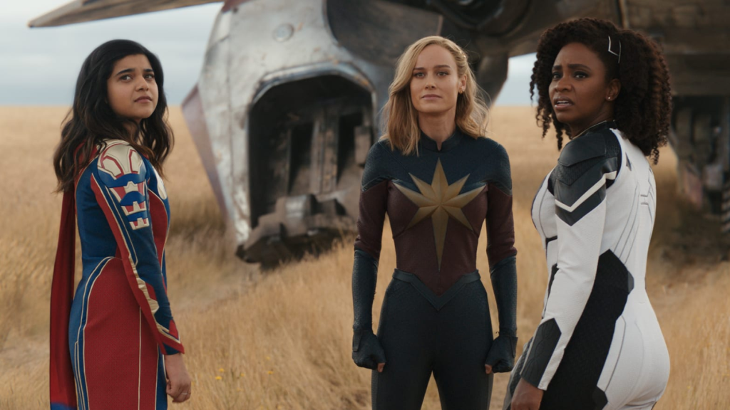 Brie Larson, Iman Vellani and Teyonah Parris in 'The Marvels'