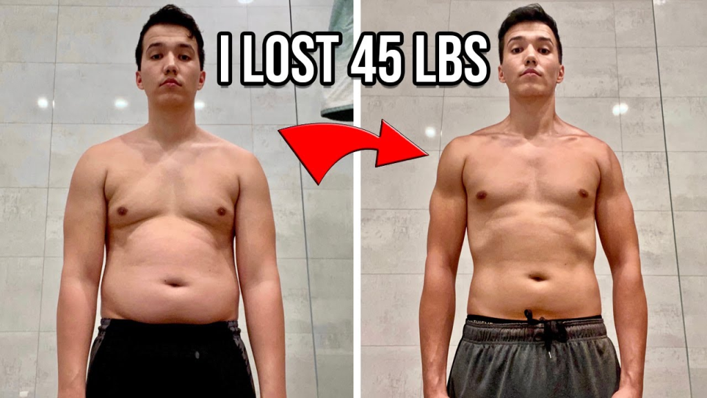 Aaron Burriss on the thumbnail of his weight loss video