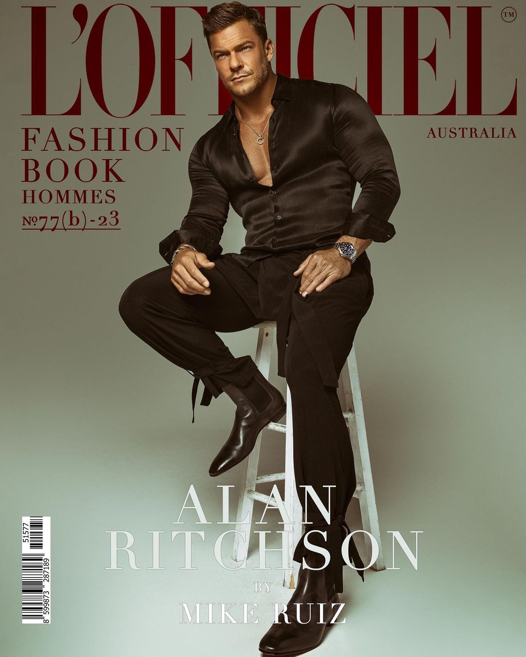 Alan Ritchson on the cover of  L’OFFICIEL FASHION BOOK AUSTRALIA