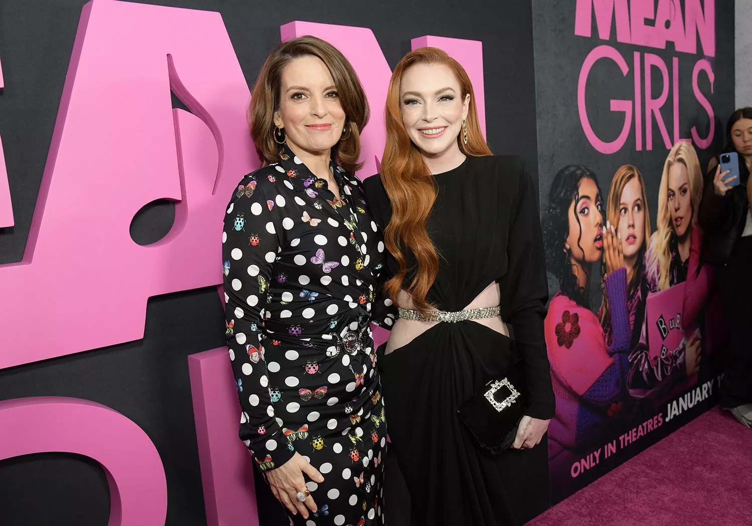 Tina Fey and Lindsay Lohan at the 'Mean Girls' premiere