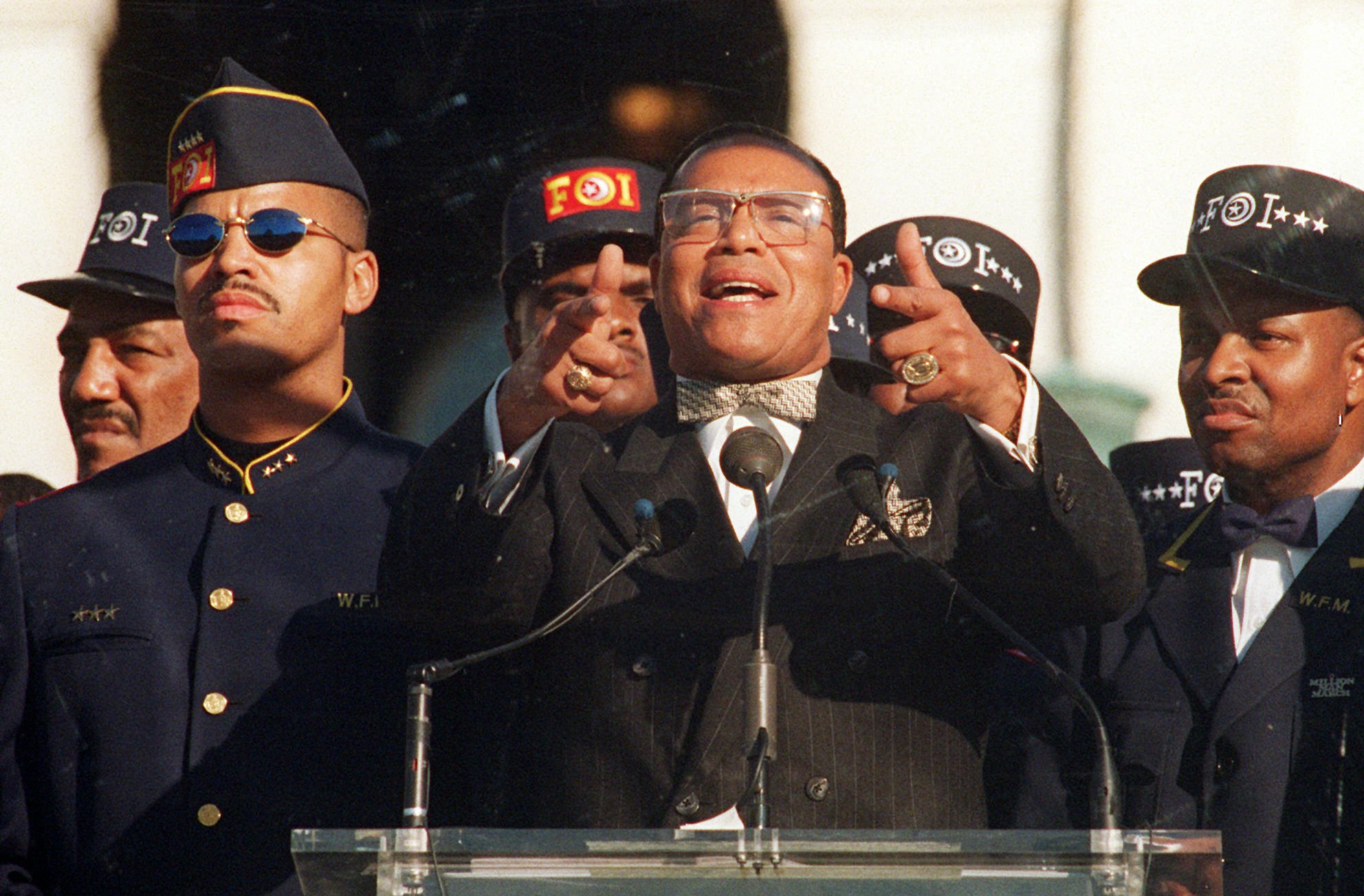 Louis Farrakhan addressing the Million Man March in 1995